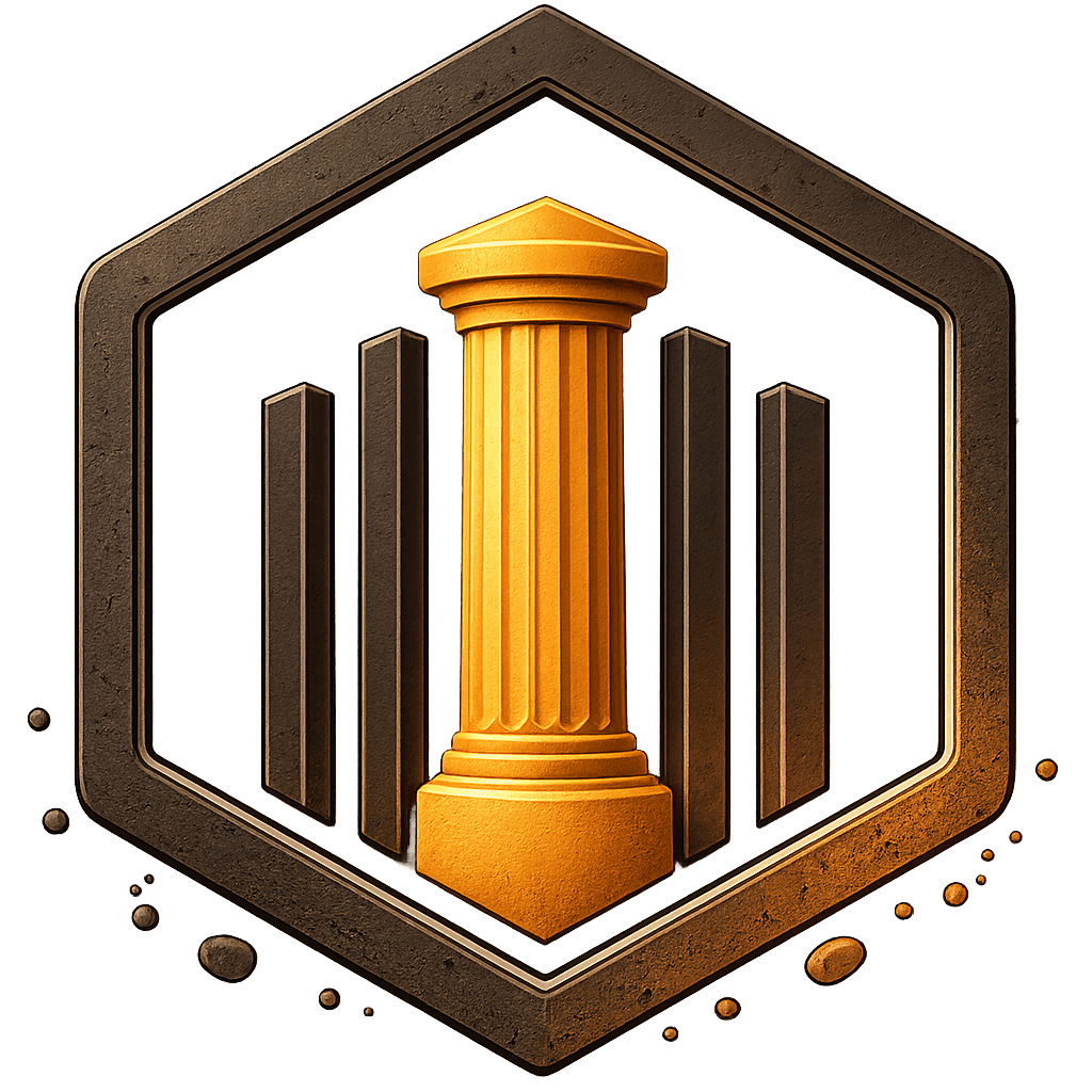 The Pillar Studios golden pillar emblem